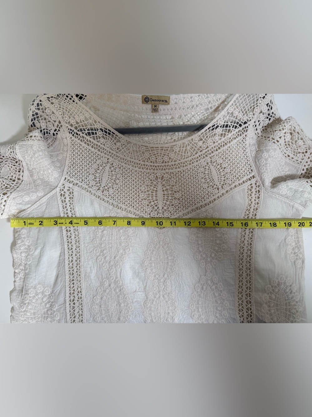 Democracy Crochet Lace Short Sleeve Top in Cream - Picture 8 of 8